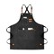 Chef Apron for Men Women Canvas Aprons with 3 Pockets Cross Back Resistant Work Apron for Cooking Grilling Baking BBQ Barber Kitchen (Black)